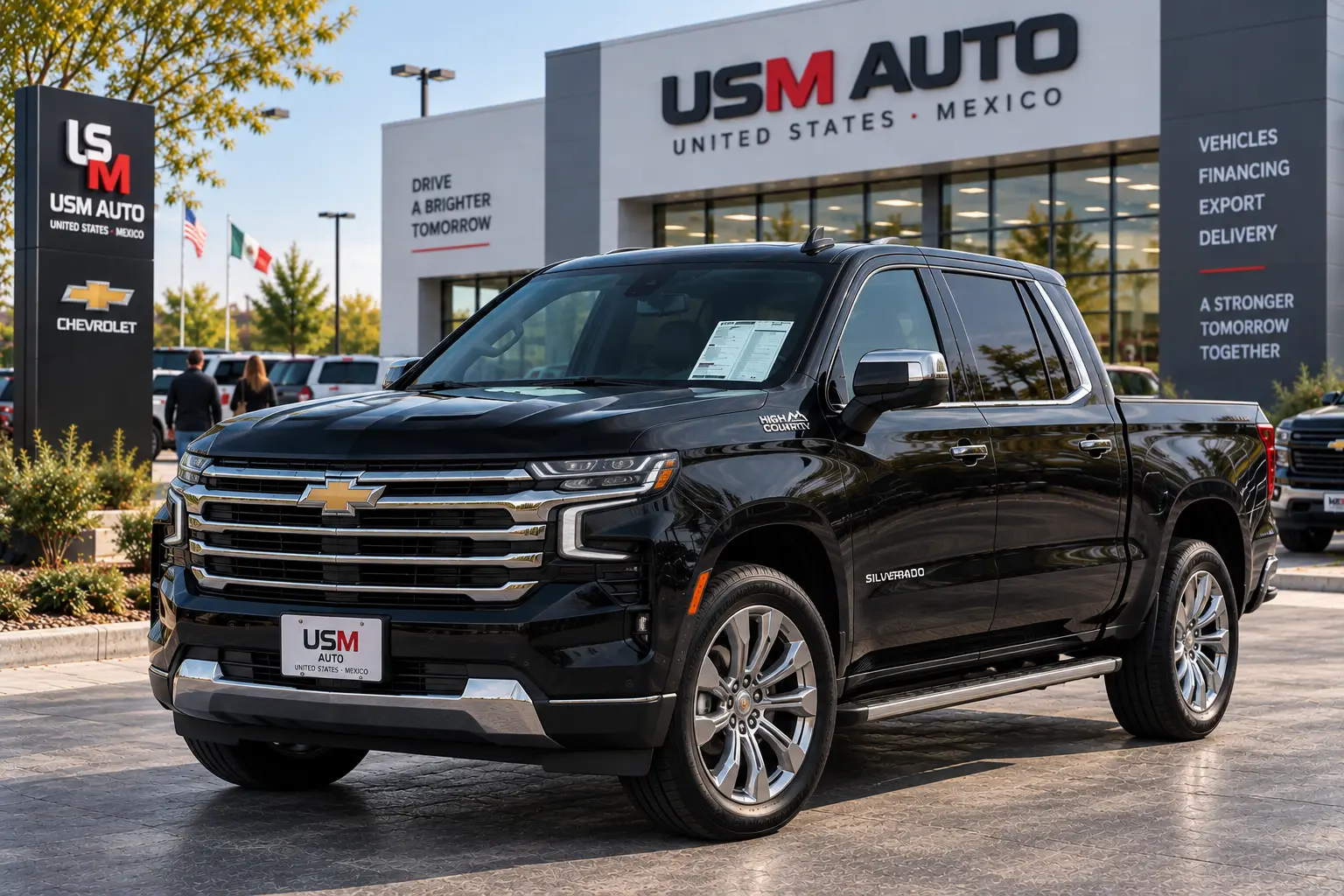 Chevrolet Silverado 1500 High Country 2026, vista exterior de tres cuartos frontal
