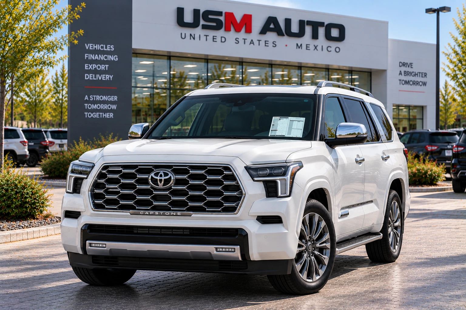 Toyota Sequoia Capstone 2026, vista exterior de tres cuartos frontal