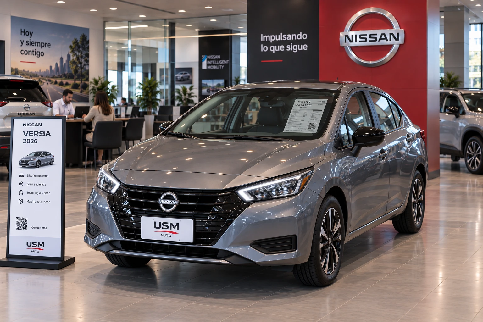 Exterior frontal tres cuartos de Nissan Versa SR FWD 2025